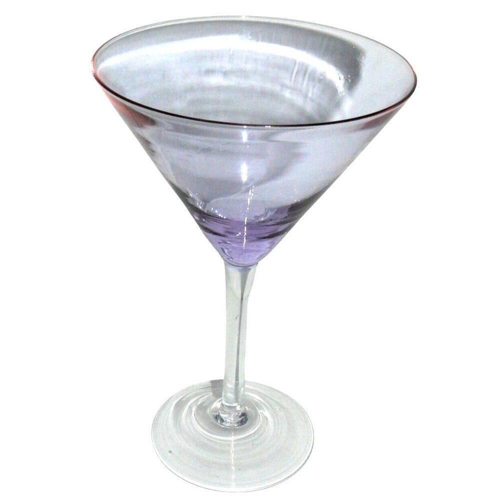 Rare Optic Hand-Blown Crystal Martini Purple-Tinted Ombre Clear Stem and Base
